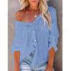 imageBsubseach Button Down Swim Cover Up Shirt Sexy Long Sleeve Beach Blouse Bathing Suit Cover Ups for WomenBlue