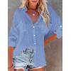 imageBsubseach Button Down Swim Cover Up Shirt Sexy Long Sleeve Beach Blouse Bathing Suit Cover Ups for WomenBlue