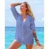 imageBsubseach Button Down Swim Cover Up Shirt Sexy Long Sleeve Beach Blouse Bathing Suit Cover Ups for WomenBlue