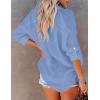 imageBsubseach Button Down Swim Cover Up Shirt Sexy Long Sleeve Beach Blouse Bathing Suit Cover Ups for WomenBlue