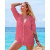 imageBsubseach Button Down Swim Cover Up Shirt Sexy Long Sleeve Beach Blouse Bathing Suit Cover Ups for WomenCoral