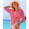 imageBsubseach Button Down Swim Cover Up Shirt Sexy Long Sleeve Beach Blouse Bathing Suit Cover Ups for WomenCoral
