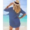 imageBsubseach Button Down Swim Cover Up Shirt Sexy Long Sleeve Beach Blouse Bathing Suit Cover Ups for WomenCyanine