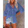 imageBsubseach Button Down Swim Cover Up Shirt Sexy Long Sleeve Beach Blouse Bathing Suit Cover Ups for WomenCyanine