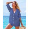 imageBsubseach Button Down Swim Cover Up Shirt Sexy Long Sleeve Beach Blouse Bathing Suit Cover Ups for WomenCyanine
