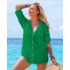 imageBsubseach Button Down Swim Cover Up Shirt Sexy Long Sleeve Beach Blouse Bathing Suit Cover Ups for WomenGreen