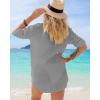 imageBsubseach Button Down Swim Cover Up Shirt Sexy Long Sleeve Beach Blouse Bathing Suit Cover Ups for WomenGrey