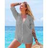 imageBsubseach Button Down Swim Cover Up Shirt Sexy Long Sleeve Beach Blouse Bathing Suit Cover Ups for WomenGrey