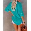 imageBsubseach Button Down Swim Cover Up Shirt Sexy Long Sleeve Beach Blouse Bathing Suit Cover Ups for WomenLake Blue