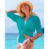 imageBsubseach Button Down Swim Cover Up Shirt Sexy Long Sleeve Beach Blouse Bathing Suit Cover Ups for WomenLake Blue