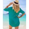 imageBsubseach Button Down Swim Cover Up Shirt Sexy Long Sleeve Beach Blouse Bathing Suit Cover Ups for WomenLake Blue