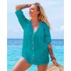 imageBsubseach Button Down Swim Cover Up Shirt Sexy Long Sleeve Beach Blouse Bathing Suit Cover Ups for WomenLake Blue