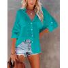 imageBsubseach Button Down Swim Cover Up Shirt Sexy Long Sleeve Beach Blouse Bathing Suit Cover Ups for WomenLake Blue