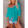 imageBsubseach Button Down Swim Cover Up Shirt Sexy Long Sleeve Beach Blouse Bathing Suit Cover Ups for WomenLake Blue
