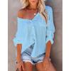 imageBsubseach Button Down Swim Cover Up Shirt Sexy Long Sleeve Beach Blouse Bathing Suit Cover Ups for WomenLight Blue