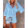 imageBsubseach Button Down Swim Cover Up Shirt Sexy Long Sleeve Beach Blouse Bathing Suit Cover Ups for WomenLight Blue