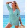 imageBsubseach Button Down Swim Cover Up Shirt Sexy Long Sleeve Beach Blouse Bathing Suit Cover Ups for WomenMint Green