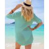 imageBsubseach Button Down Swim Cover Up Shirt Sexy Long Sleeve Beach Blouse Bathing Suit Cover Ups for WomenMint Green