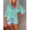 imageBsubseach Button Down Swim Cover Up Shirt Sexy Long Sleeve Beach Blouse Bathing Suit Cover Ups for WomenMint Green