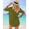 imageBsubseach Button Down Swim Cover Up Shirt Sexy Long Sleeve Beach Blouse Bathing Suit Cover Ups for WomenOlive Green
