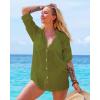 imageBsubseach Button Down Swim Cover Up Shirt Sexy Long Sleeve Beach Blouse Bathing Suit Cover Ups for WomenOlive Green