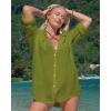imageBsubseach Button Down Swim Cover Up Shirt Sexy Long Sleeve Beach Blouse Bathing Suit Cover Ups for WomenOlive Green