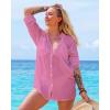 imageBsubseach Button Down Swim Cover Up Shirt Sexy Long Sleeve Beach Blouse Bathing Suit Cover Ups for WomenPink