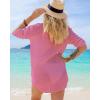 imageBsubseach Button Down Swim Cover Up Shirt Sexy Long Sleeve Beach Blouse Bathing Suit Cover Ups for WomenPink