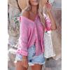 imageBsubseach Button Down Swim Cover Up Shirt Sexy Long Sleeve Beach Blouse Bathing Suit Cover Ups for WomenPink
