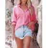 imageBsubseach Button Down Swim Cover Up Shirt Sexy Long Sleeve Beach Blouse Bathing Suit Cover Ups for WomenPink