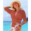 imageBsubseach Button Down Swim Cover Up Shirt Sexy Long Sleeve Beach Blouse Bathing Suit Cover Ups for WomenRust Red