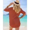 imageBsubseach Button Down Swim Cover Up Shirt Sexy Long Sleeve Beach Blouse Bathing Suit Cover Ups for WomenRust Red