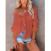 imageBsubseach Button Down Swim Cover Up Shirt Sexy Long Sleeve Beach Blouse Bathing Suit Cover Ups for WomenRust Red