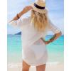 imageBsubseach Button Down Swim Cover Up Shirt Sexy Long Sleeve Beach Blouse Bathing Suit Cover Ups for WomenWhite