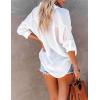 imageBsubseach Button Down Swim Cover Up Shirt Sexy Long Sleeve Beach Blouse Bathing Suit Cover Ups for WomenWhite