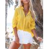 imageBsubseach Button Down Swim Cover Up Shirt Sexy Long Sleeve Beach Blouse Bathing Suit Cover Ups for WomenYellow