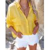 imageBsubseach Button Down Swim Cover Up Shirt Sexy Long Sleeve Beach Blouse Bathing Suit Cover Ups for WomenYellow
