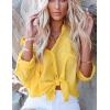 imageBsubseach Button Down Swim Cover Up Shirt Sexy Long Sleeve Beach Blouse Bathing Suit Cover Ups for WomenYellow