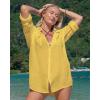 imageBsubseach Button Down Swim Cover Up Shirt Sexy Long Sleeve Beach Blouse Bathing Suit Cover Ups for WomenYellow