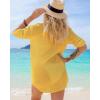 imageBsubseach Button Down Swim Cover Up Shirt Sexy Long Sleeve Beach Blouse Bathing Suit Cover Ups for WomenYellow