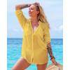 imageBsubseach Button Down Swim Cover Up Shirt Sexy Long Sleeve Beach Blouse Bathing Suit Cover Ups for WomenYellow