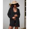 imageBsubseach Coverup for Women Swimsuit Cover Up Swimwear Button Down Beach Shirts V Neck Bikini Bathing Suit Cover UpsBlack