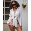 imageBsubseach Coverup for Women Swimsuit Cover Up Swimwear Button Down Beach Shirts V Neck Bikini Bathing Suit Cover UpsWhite