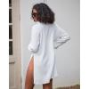 imageBsubseach Coverup for Women Swimsuit Cover Up Swimwear Button Down Beach Shirts V Neck Bikini Bathing Suit Cover UpsWhite