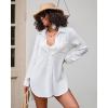 imageBsubseach Coverup for Women Swimsuit Cover Up Swimwear Button Down Beach Shirts V Neck Bikini Bathing Suit Cover UpsWhite