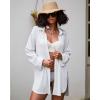 imageBsubseach Coverup for Women Swimsuit Cover Up Swimwear Button Down Beach Shirts V Neck Bikini Bathing Suit Cover UpsWhite