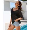 imageBsubseach Crochet Coverup Top Hollow Out Beach Cover Up Short Sleeve Summer Sweater 2025 Swimsuit Cover up for WomenBlack