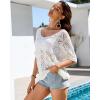imageBsubseach Crochet Coverup Top Hollow Out Beach Cover Up Short Sleeve Summer Sweater 2025 Swimsuit Cover up for WomenWhite