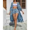 imageBsubseach Kimono Cardigans for Women Swimsuit Cover Up Open Front 34 Sleeve Long Kimono Beach Cover UpBlue