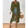 imageBsubseach Kimonos for Women Lace Sexy Swimsuit Cover Ups Open Front Beach Robe Summer CardiganDarmy Green